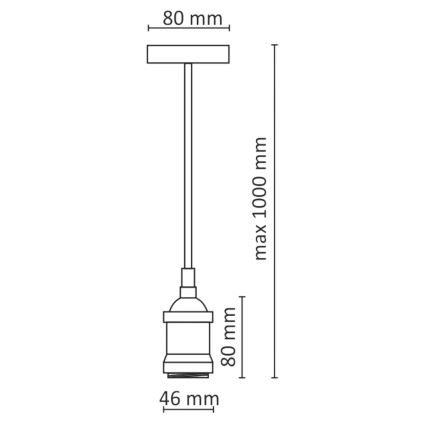 Kabel zasilający 1xE27/20W/230V złoty