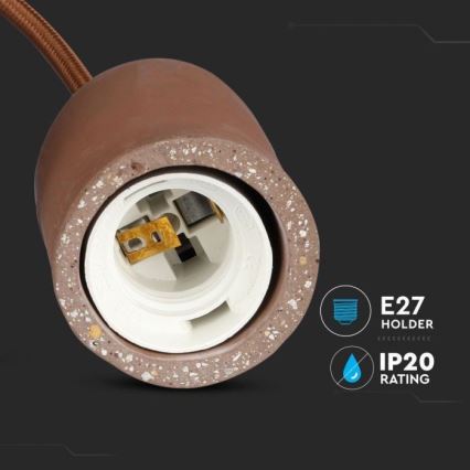 Kabel zasilający 1xE27/60W/230V beton/brązowy