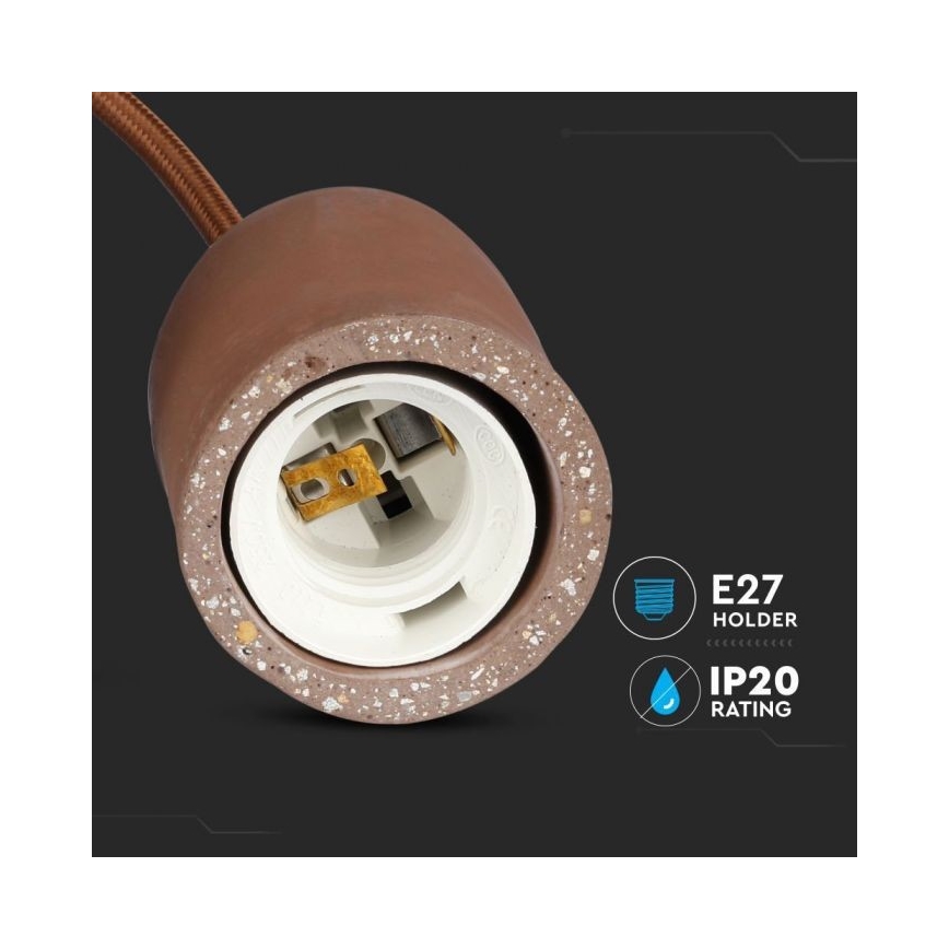 Kabel zasilający 1xE27/60W/230V beton/brązowy