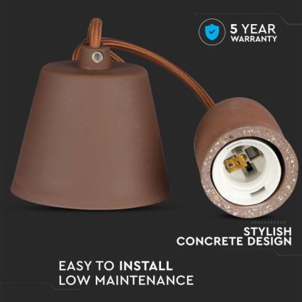 Kabel zasilający 1xE27/60W/230V beton/brązowy