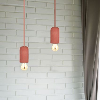 Kabel zasilający 1xE27/60W/230V beton/czerwony