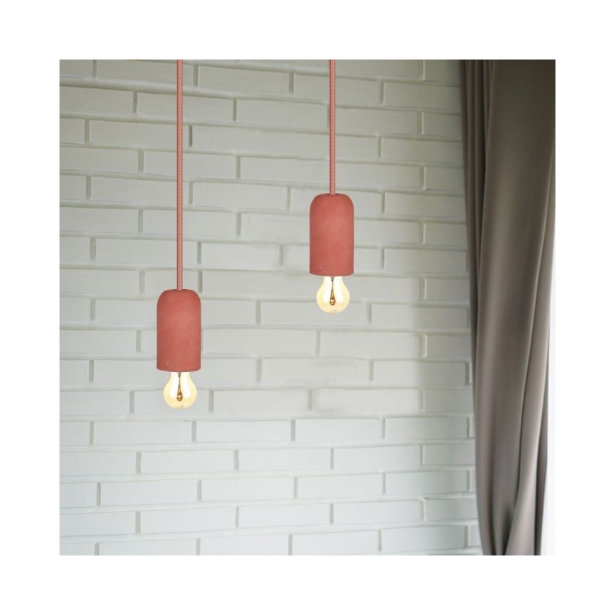 Kabel zasilający 1xE27/60W/230V beton/czerwony