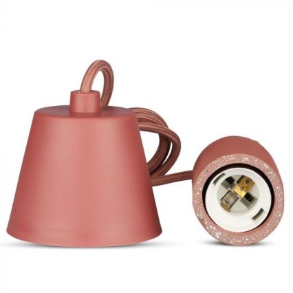 Kabel zasilający 1xE27/60W/230V beton/czerwony