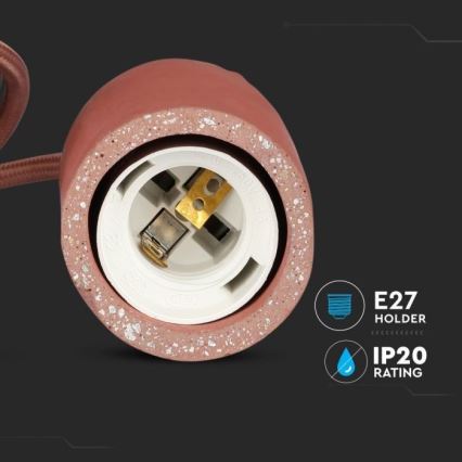 Kabel zasilający 1xE27/60W/230V beton/czerwony
