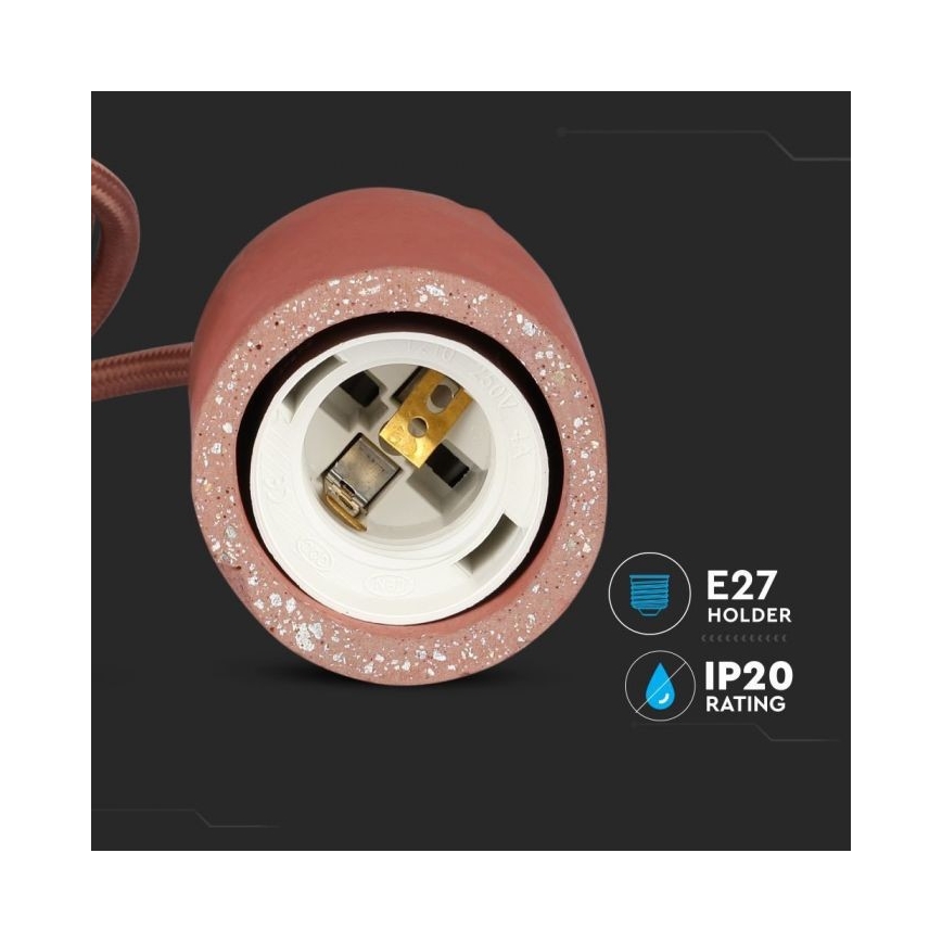 Kabel zasilający 1xE27/60W/230V beton/czerwony