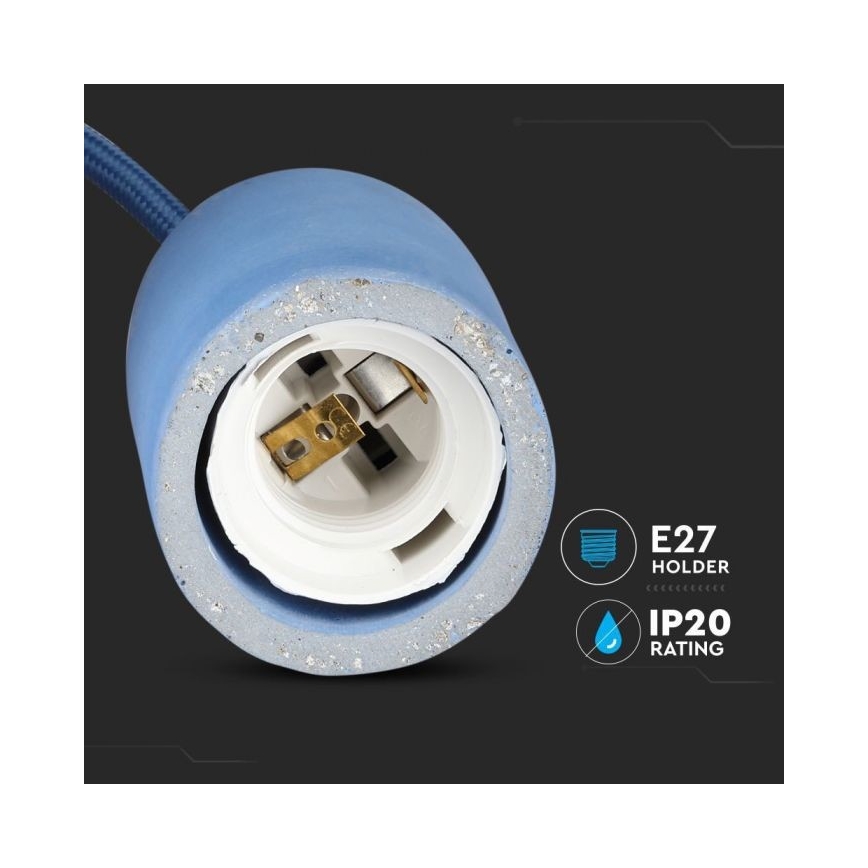 Kabel zasilający 1xE27/60W/230V beton/niebieski