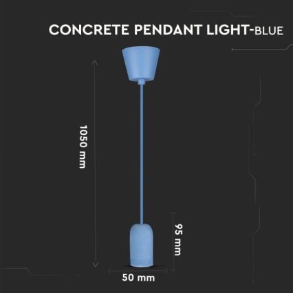 Kabel zasilający 1xE27/60W/230V beton/niebieski