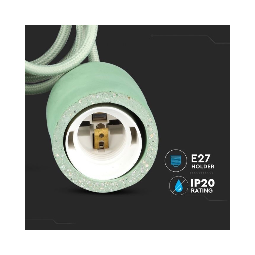Kabel zasilający 1xE27/60W/230V beton/zielony
