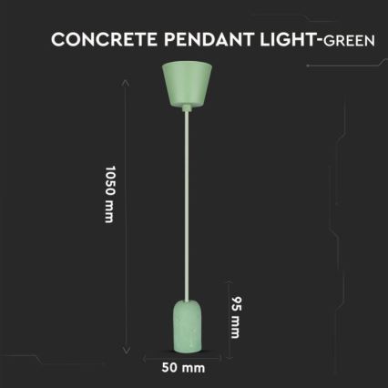 Kabel zasilający 1xE27/60W/230V beton/zielony