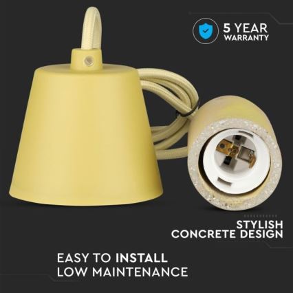 Kabel zasilający 1xE27/60W/230V beton/żółty