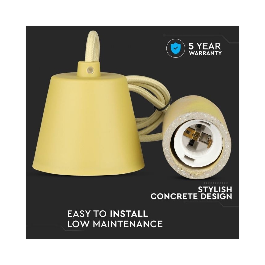 Kabel zasilający 1xE27/60W/230V beton/żółty