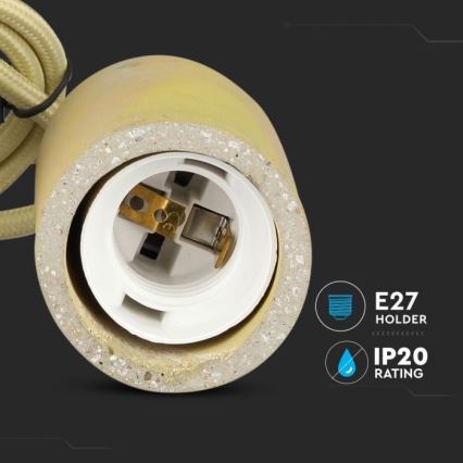 Kabel zasilający 1xE27/60W/230V beton/żółty