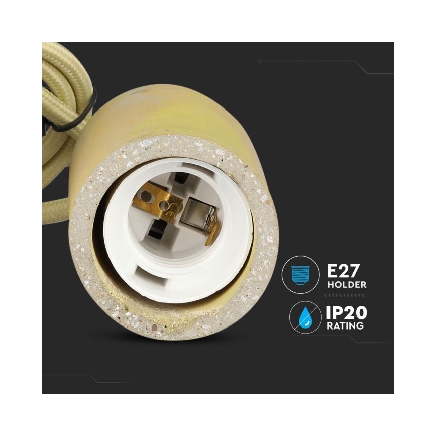 Kabel zasilający 1xE27/60W/230V beton/żółty