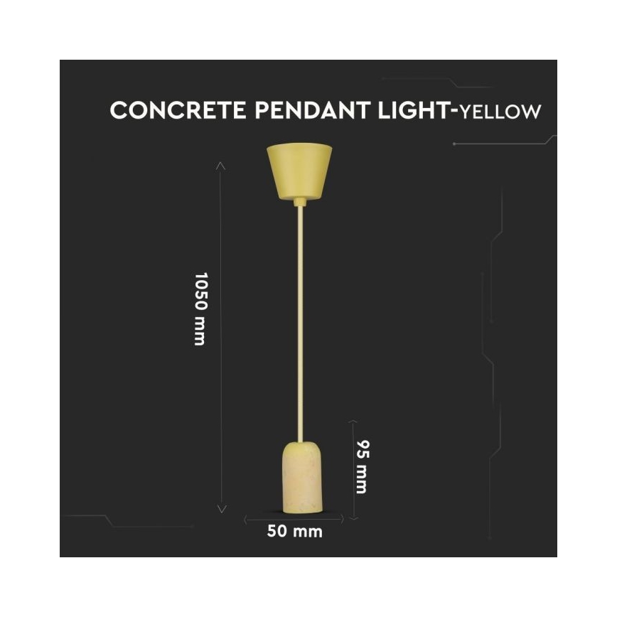 Kabel zasilający 1xE27/60W/230V beton/żółty