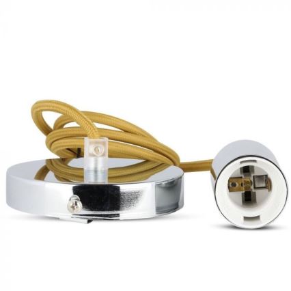 Kabel zasilający 1xE27/60W/230V brązowy/chrom błyszczący