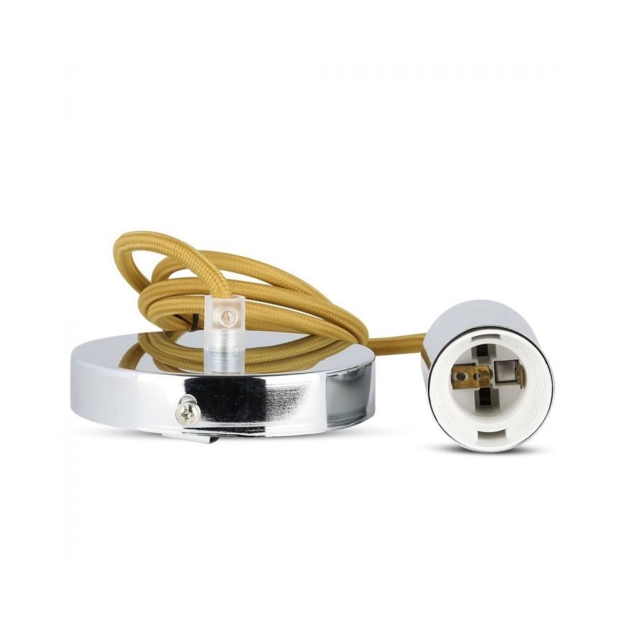 Kabel zasilający 1xE27/60W/230V brązowy/chrom błyszczący
