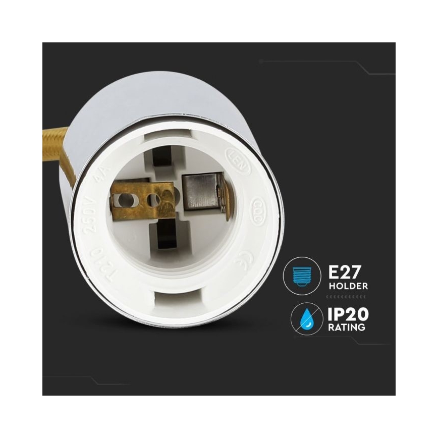 Kabel zasilający 1xE27/60W/230V brązowy/chrom błyszczący