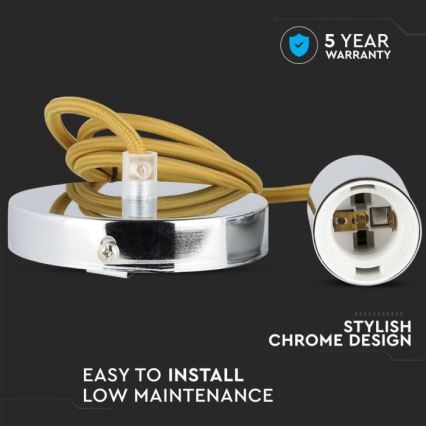 Kabel zasilający 1xE27/60W/230V brązowy/chrom błyszczący