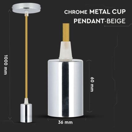 Kabel zasilający 1xE27/60W/230V brązowy/chrom błyszczący