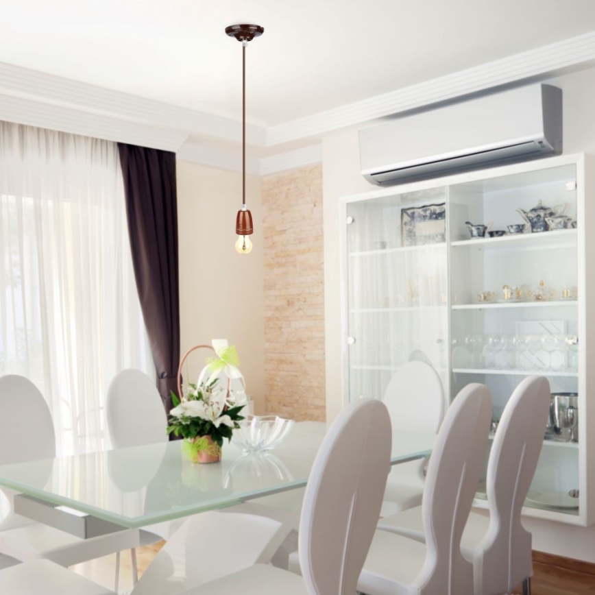 Kabel zasilający 1xE27/60W/230V brązowy/porcelana