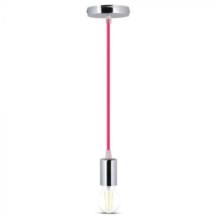 Kabel zasilający 1xE27/60W/230V ciemnoróżowy/chrom błyszczący