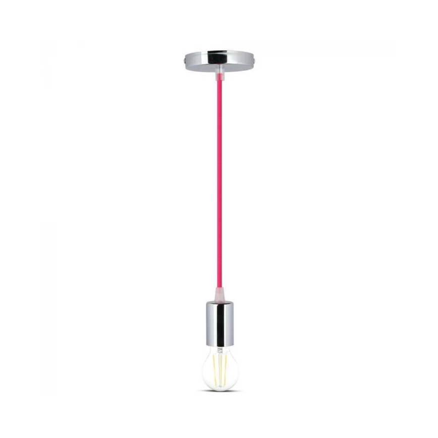 Kabel zasilający 1xE27/60W/230V ciemnoróżowy/chrom błyszczący