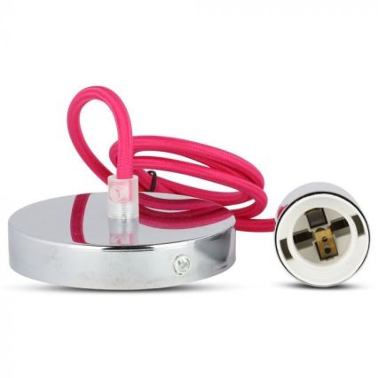 Kabel zasilający 1xE27/60W/230V ciemnoróżowy/chrom błyszczący
