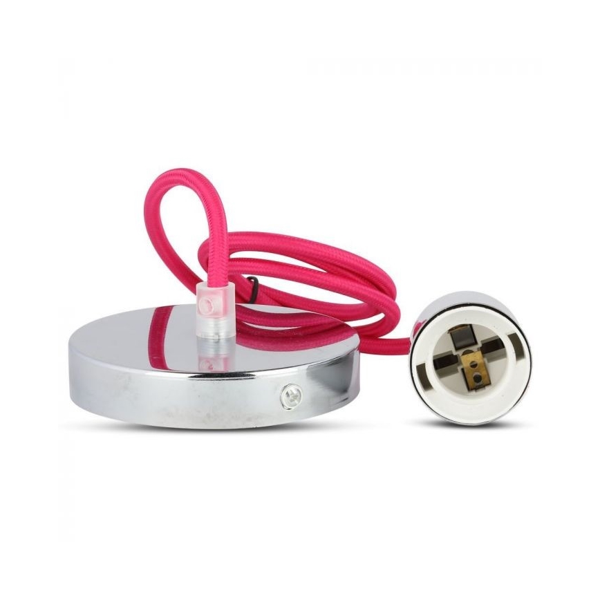Kabel zasilający 1xE27/60W/230V ciemnoróżowy/chrom błyszczący