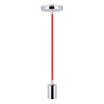 Kabel zasilający 1xE27/60W/230V czerwony/chrom błyszczący