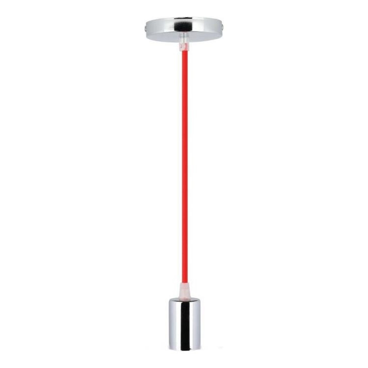 Kabel zasilający 1xE27/60W/230V czerwony/chrom błyszczący
