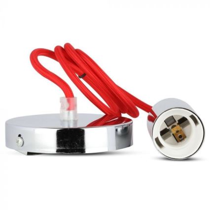 Kabel zasilający 1xE27/60W/230V czerwony/chrom błyszczący