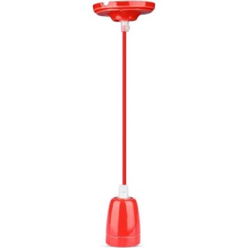 Kabel zasilający 1xE27/60W/230V czerwony/porcelana