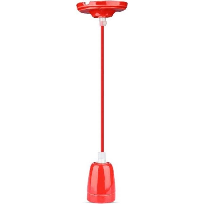 Kabel zasilający 1xE27/60W/230V czerwony/porcelana