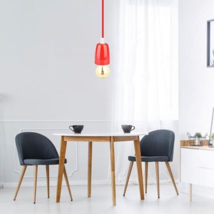 Kabel zasilający 1xE27/60W/230V czerwony/porcelana