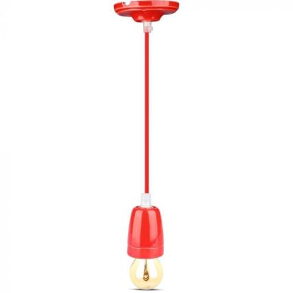 Kabel zasilający 1xE27/60W/230V czerwony/porcelana