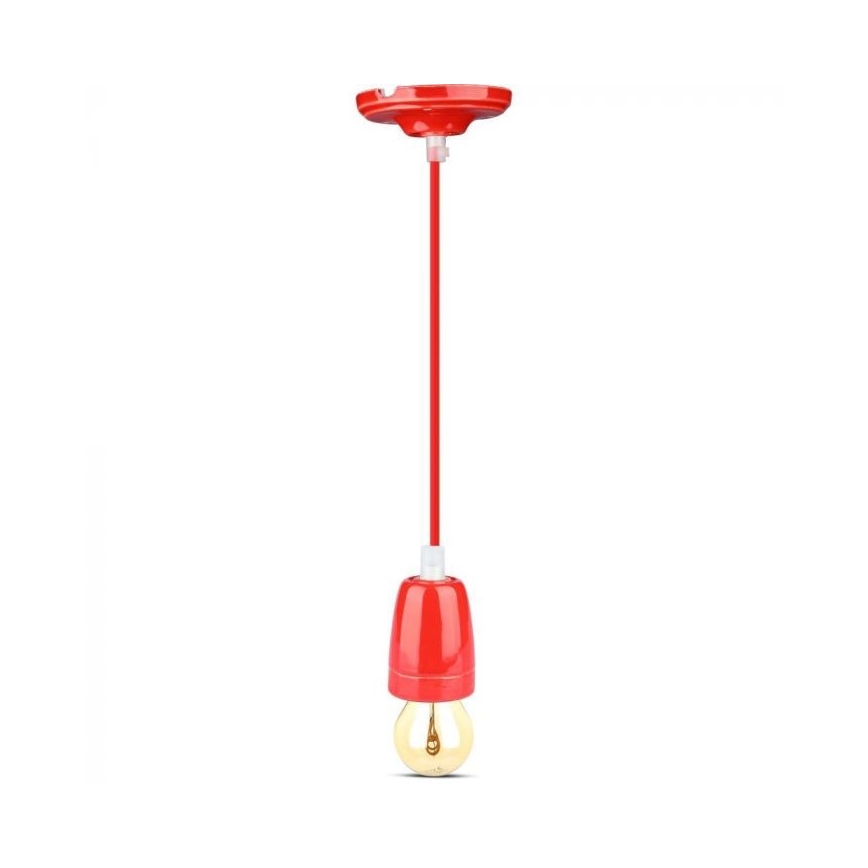 Kabel zasilający 1xE27/60W/230V czerwony/porcelana
