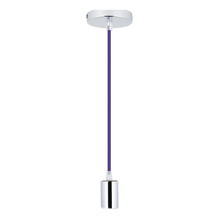 Kabel zasilający 1xE27/60W/230V fioletowy/chrom błyszczący