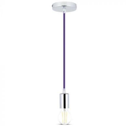 Kabel zasilający 1xE27/60W/230V fioletowy/chrom błyszczący