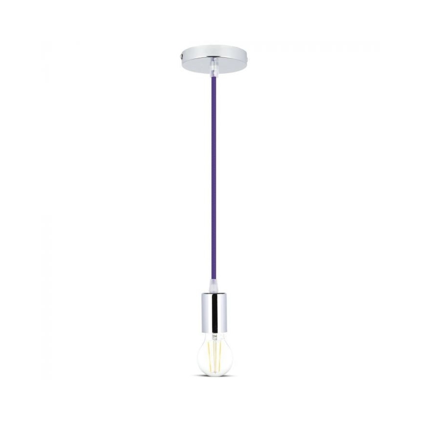 Kabel zasilający 1xE27/60W/230V fioletowy/chrom błyszczący