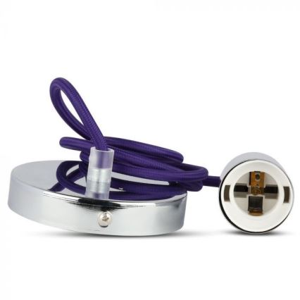 Kabel zasilający 1xE27/60W/230V fioletowy/chrom błyszczący