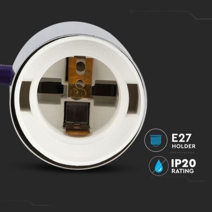 Kabel zasilający 1xE27/60W/230V fioletowy/chrom błyszczący