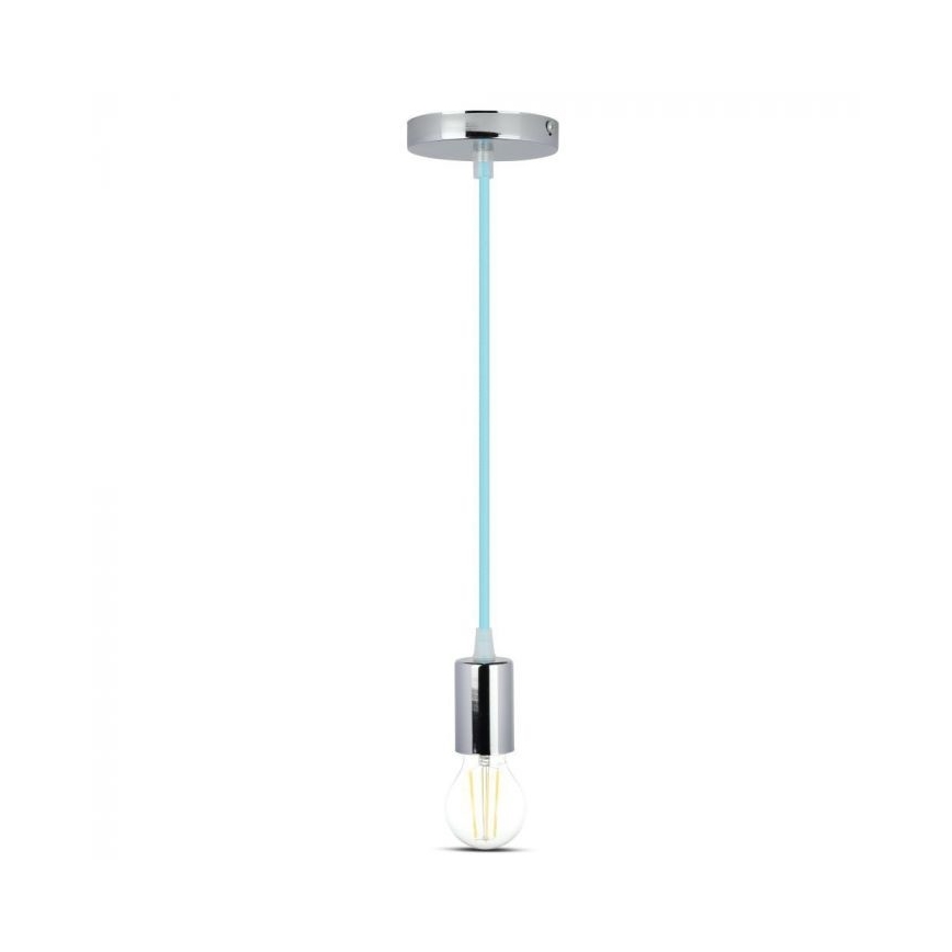 Kabel zasilający 1xE27/60W/230V jasnoniebieski/chrom błyszczący
