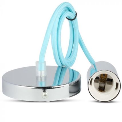 Kabel zasilający 1xE27/60W/230V jasnoniebieski/chrom błyszczący