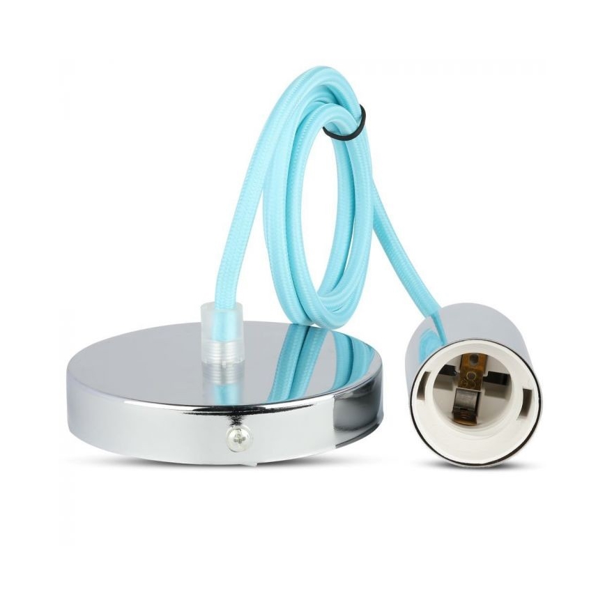 Kabel zasilający 1xE27/60W/230V jasnoniebieski/chrom błyszczący