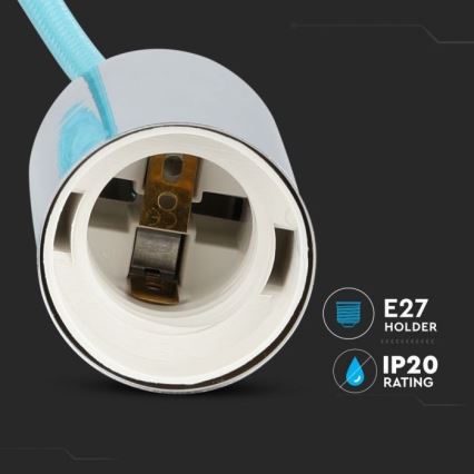 Kabel zasilający 1xE27/60W/230V jasnoniebieski/chrom błyszczący