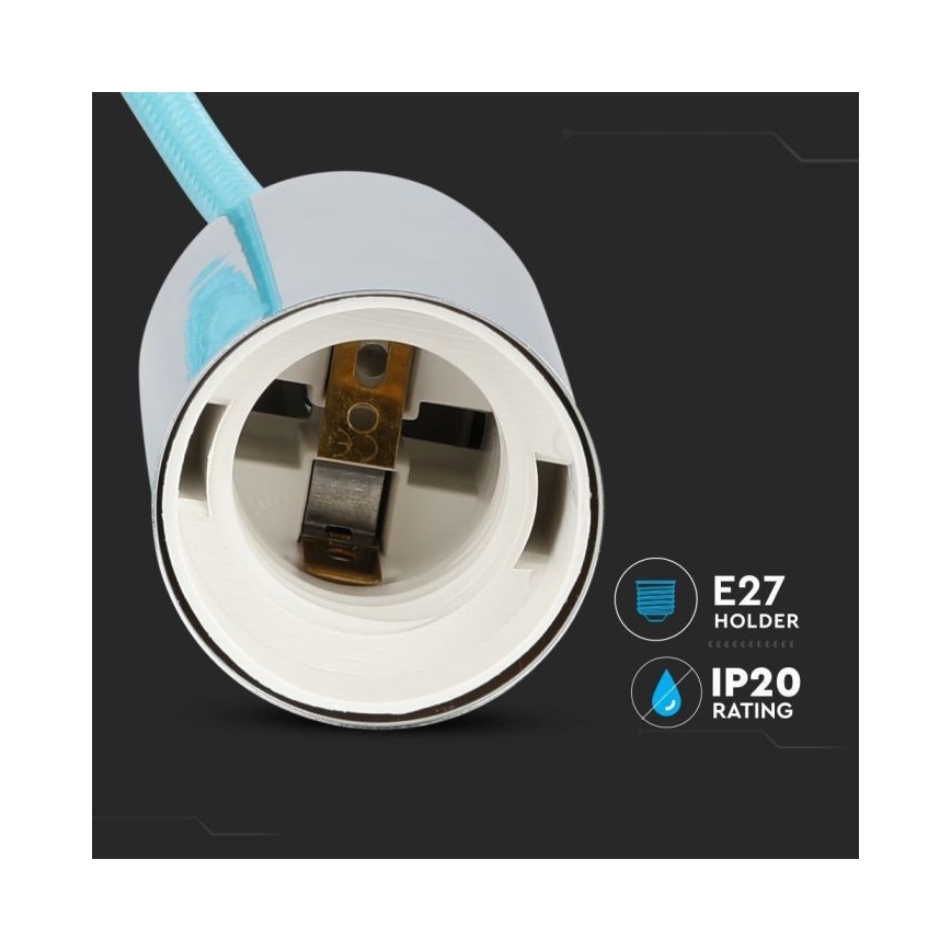 Kabel zasilający 1xE27/60W/230V jasnoniebieski/chrom błyszczący