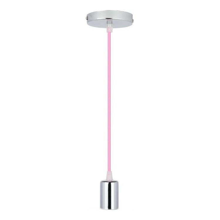 Kabel zasilający 1xE27/60W/230V jasnoróżowy/chrom błyszczący
