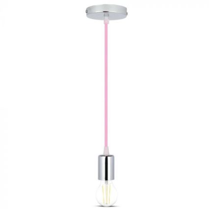 Kabel zasilający 1xE27/60W/230V jasnoróżowy/chrom błyszczący