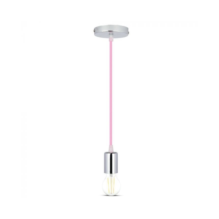 Kabel zasilający 1xE27/60W/230V jasnoróżowy/chrom błyszczący