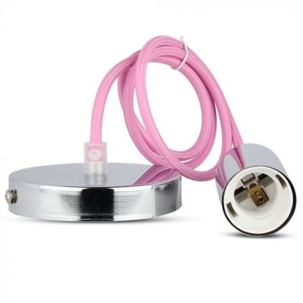 Kabel zasilający 1xE27/60W/230V jasnoróżowy/chrom błyszczący